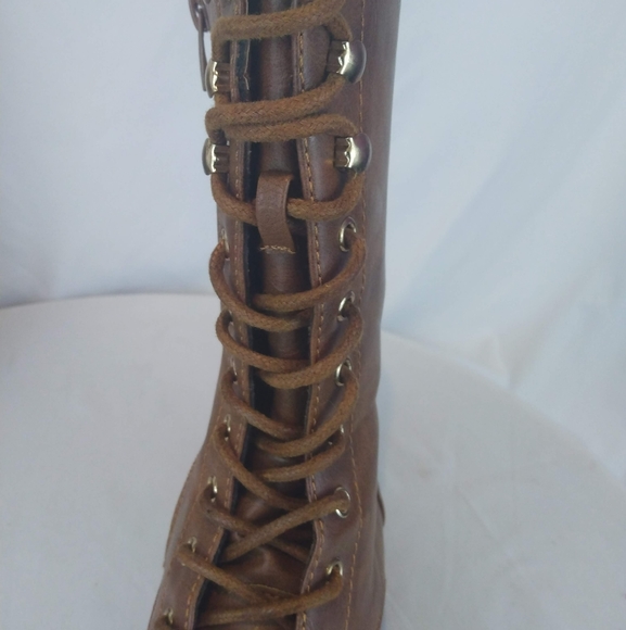 Forever Brown Lace up Combat Boot - Picture 3 of 12